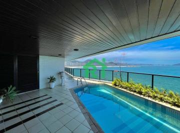 Varanda com piscina · Apartamento Frente Mar, 4 Quartos (4 Suítes), 4 Vagas, Área de Lazer, Jardim Astúrias, Guarujá/SP