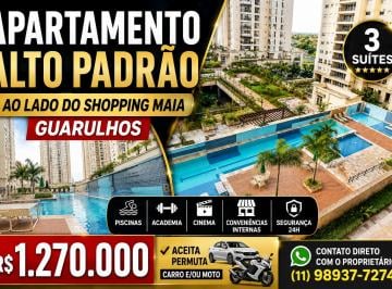 Apartamento de 3 quartos, Guarulhos · 3 Suítes, 2 vagas, 5 Banheiros - 122m² - Todo Mobiliado - Cidade Maia Guarulhos