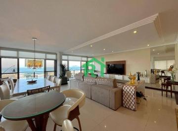 Sala · Apartamento frente mar com 4 quartos (4 suítes), 1 vaga à venda em Pitangueiras, Guarujá