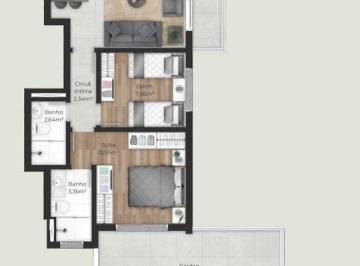 Apartamento · 42m² · 2 Quartos · 2 Vagas · Apartamento em Rua José de Alencar - Menino Deus - Porto Alegre/RS