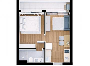 Apartamento de 1 quarto, Curitiba · Apartamento Portão 1 Quarto 71,07 de área total, 45,27m² de área privativa