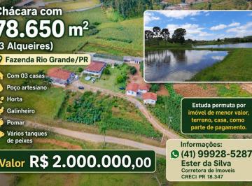 Rural de 6 quartos, Fazenda Rio Grande · Chácara / Sitio com 78.650 m² (3 Alqueire) 03 Casas - Fazenda Rio Grande/PR