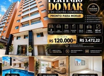 Apartamento · 60m² · 2 Quartos · 1 Vaga · PRONTO PARA MORAR | 2 DORMITÓRIOS | R$ 120 MIL DE ENTRADA | LAZER COMPLETO | PERTINHO DA PRAIA
