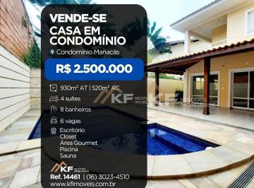 Casa · 520m² · 4 Quartos · 6 Vagas · Condomínio Manacás - Casa em Condomínio à venda 04 suítes - Jardim Botânico - Ribeirão Preto/SP.