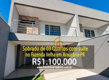 2ab8a348ffa5e63fe28d52160f5aedef39d1e3f9 · Sobrado duplex de 03 Quartos com suíte no Fazenda Velha em Araucária-PR  - A venda por R$1.100.000,0