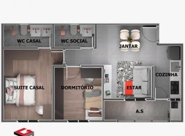 Apartamento · 57m² · 2 Quartos · 1 Vaga · Apartamento à venda 2 quartos 1 suíte 1 vaga Rudge Ramos - São Bernardo do Campo - SP