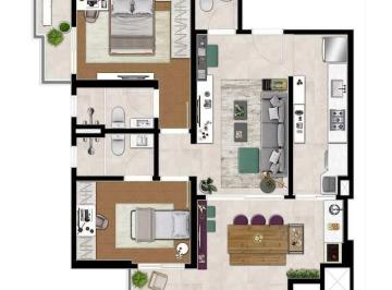 Apartamento · 83m² · 2 Quartos · 2 Vagas · Vende-se apartamento de 02 dormitórios sendo 02 suítes no bairro de Boqueirão em Santos.
