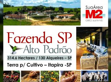 Rural de 12 quartos, Itapira · Fazenda Alto Padrão, 314 ha, Cultivo. Com Sede. Itapira - SP