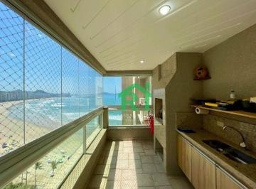 Varanda Gourmet · Apartamento FRENTE MAR, 4 dormitórios (suítes), Varanda Gourmet, 2 vagas, Jardim Astúrias – Guarujá.