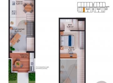 12 Planta 109 C1 · Duplex de 1 dorm no bairro Pedra Branca