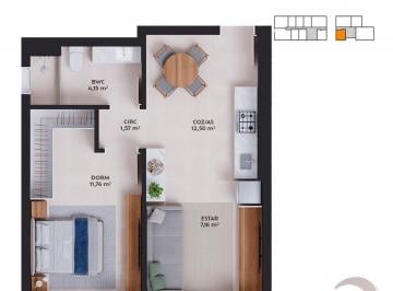 12 Planta 804 C2 · Apartamento de 1 dorm no bairro Pedra Branca