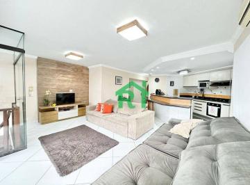 Sala · Cobertura duplex, 4 dormitórios (1 suíte), 2 vagas, lazer, Pitangueiras, Guarujá/SP.