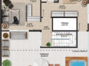 Planta 07 - 3 dorm 199 69m² - cobertura duplex - s · Cobertura em Coqueiros, Florianópolis, 3 suítes, 4 banheiros, 3 vagas, 199,69m². Imperdível!