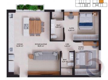 12 planta · Apartamento de 2 dorms no bairro Pedra Branca