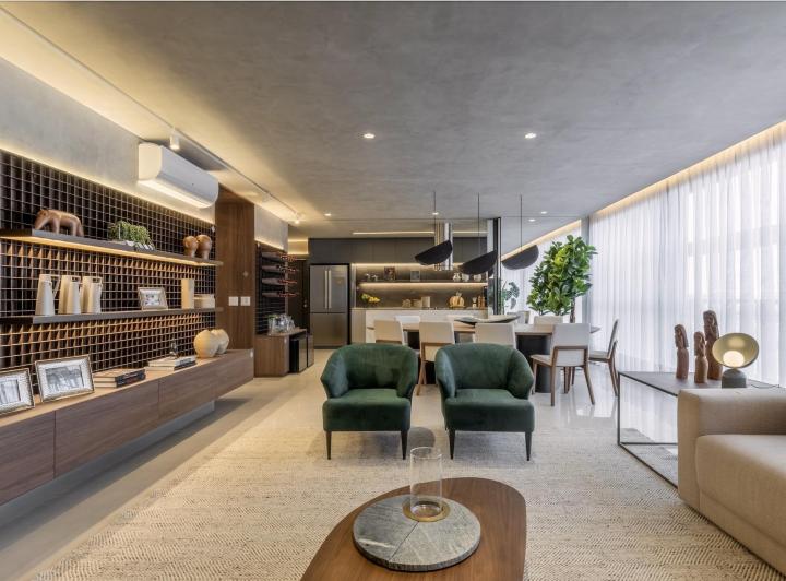 Sala de estar integrada a cozinha · Apartamento Sudoeste Quadra 500 - Parque Alvorada