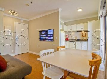 Apartamento · 44m² · 1 Quarto · 1 Vaga · Campo Belo: flat mobiliado de 44m², a minutos de Congonhas e da Marginal Pinheiros