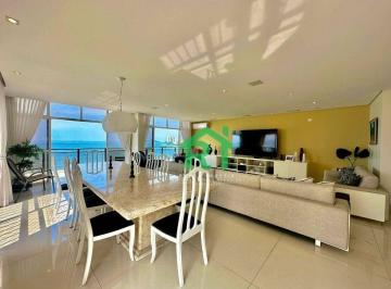Sala · Apartamento frente mar com 3 quartos (3 suítes), 1 vaga à venda em Pitangueiras, Guarujá.