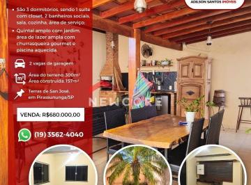 Casa · 300m² · 3 Quartos · 2 Vagas · Casa em  Rua Paulo Senhorini - Jardim Terras de San José - Pirassununga/SP