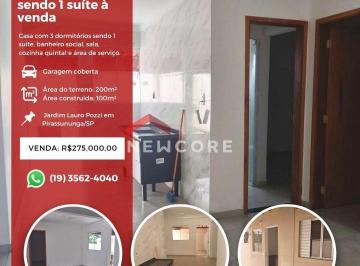 Casa · 100m² · 3 Quartos · 1 Vaga · Casa em  Rua Paulo Soares de Araújo - Jardim Lauro Pozzi - Pirassununga/SP