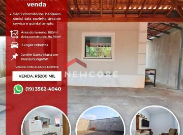 Casa · 180m² · 2 Quartos · 3 Vagas · Casa em Rua Rosa Lindman Carvalho - Parque Terras de Santa Maria - Pirassununga/SP