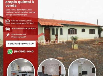 Casa · 110m² · 2 Quartos · 2 Vagas · Casa em  Rua Reverendo Belmiro de Andrade - Vila Pinheiro - Pirassununga/SP