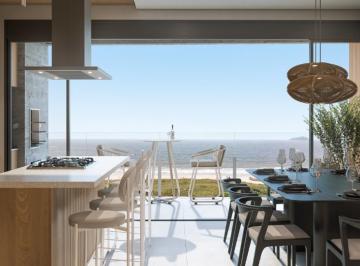 Cozinha + Sala Estar + Vista Mar · Apartamento Alto Padrão Balneário Piçarras: 170m² privativos, 4 suítes, frente mar, sacada com churr