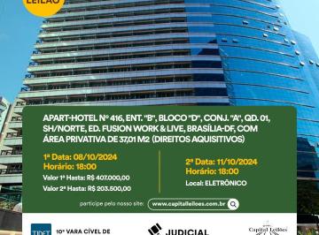 Apartamento de 1 quarto, Brasília · LEILÃO JUDICIAL DE APART-HOTEL NO SETOR HOTELEIRO NORTE COM 50% DE DESCONTO!!!