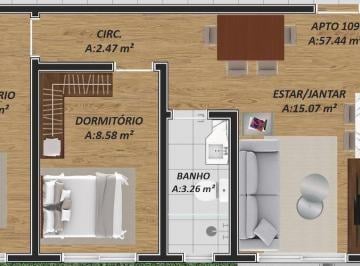 Apartamento · 57m² · 2 Quartos · 1 Vaga · Residencial Vista do Vale