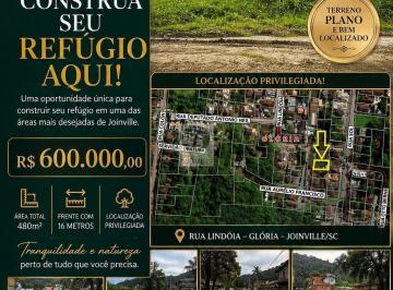 Terreno · 480m² · Terreno PLANO para Venda no bairro Glória, localizado na cidade de Joinville/SC