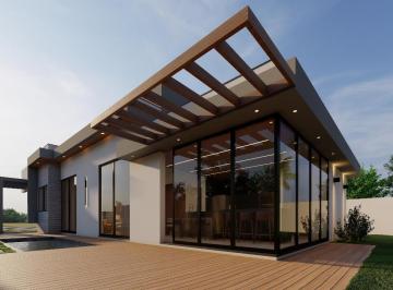 Perspectiva Fachada · Casa Alto Padrão, 3 suítes, térrea, nova em Alphaville Litoral Norte 3,