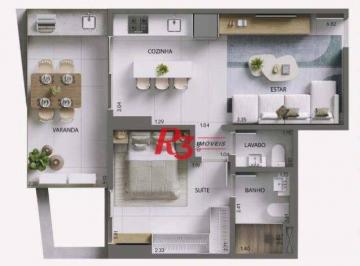 b63b8142261a93dead3f7babbea5ef9fa9407604 · Apartamento com 1 dormitório à venda, 59 m² por R$ 800.000,00 - Ponta da Praia - Santos/SP
