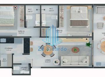 Apartamento · 80m² · 2 Quartos · 1 Vaga · 02 e 03 suítes no melhor de Guarjuba