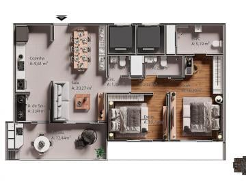 Apartamento · 100m² · 2 Quartos · 1 Vaga · Apartamento Em Barreiros/São José Alto Padrão 2 Quartos Sendo 1 Suíte