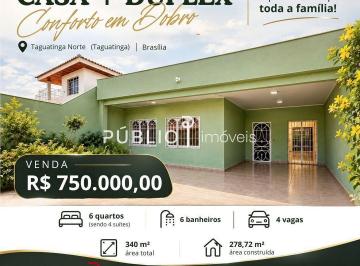 Casa · 278m² · 6 Quartos · 4 Vagas · Duplex Viver Bem  Conforto em Dobro em Taguatinga Norte - Aceita Financiamento e