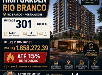 Apartamento de 3 quartos, Porto Alegre · OPORTUNIDADES - HIGH GARDEN RIO BRANCO DESCONTO DE ATÉ 15%