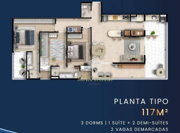 Apartamento · 117m² · 3 Quartos · 2 Vagas · Apartamento em Jardim das Nações, Taubaté/SP de 117m² 3 quartos à venda por R$ 1.088.000,00