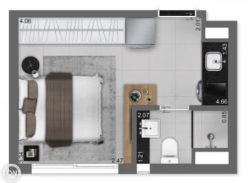 Planta 01 - 1 dorm 16m² - studio · Garden em Jardim Paulista - São Paulo SP