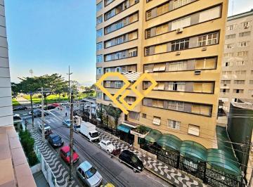 Vista da sala · Apartamento com Vista Parcial para o Mar e 2 Quartos no Gonzaga – Santos/SP