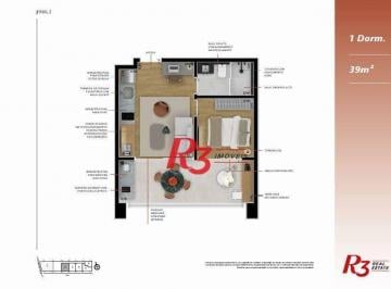 a795620f566430b37f93452a88f47b93d68c7e1b · Studio com 1 dormitório à venda, 39 m² por R$ 780.000,00 - Boqueirão - Santos/SP