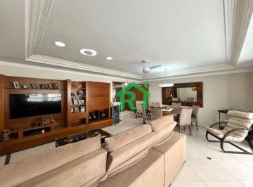 Sala · Apartamento à beira mar com 4 quartos (4 suítes), 1 vaga à venda em Pitangueiras, Guarujá