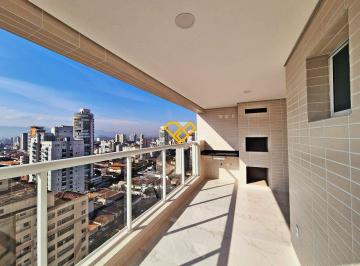varanda social · Apartamento novo no Gonzaga com 3 dormitórios vista livre e lazer.