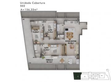Planta 13 - 3 dorm 156,33m² · Cobertura de Luxo em Cacupé: 3 suítes, 3 banheiros, 2 vagas de garagem, 156,33m² - Florianópolis.