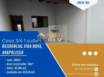 Casa · 70m² · 3 Quartos · 1 Vaga · Casa 3/4 1 suíte no Residencial Vida Nova, Anápolis/GO