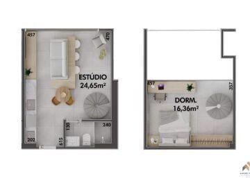 Apartamento · 50m² · 1 Quarto · 1 Vaga · Level Up - Loft, amplo e moderno na Cachoeira do Bom Jesus - Floripa/SC