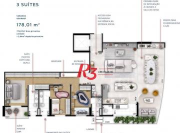 9a8a6a57facd9f84f23966eac496cc336c5f2e62 · Apartamento à venda, 178 m² por R$ 2.557.429,76 - Boqueirão - Santos/SP