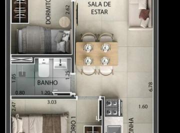 Apartamento · 35m² · 2 Quartos · Apartamento com 2 dorms SEM VAGA DE GARAGEM