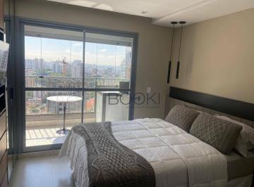 Dormitório e Varanda · Studio com 1 dormitório para alugar, 25 m² por R$ 4.480,00/mês - Vila Mariana - São Paulo/SP