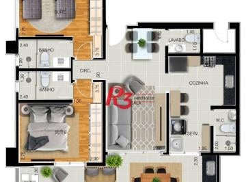 b58f1c069454f299a9d98fdbda689d37ef7adb4c · Apartamento com 2 dormitórios à venda, 158 m² por R$ 2.366.889,12 - Embaré - Santos/SP
