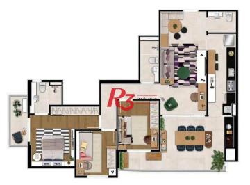 3969cb28da25d0dc285b21db38ccfce2654bd459 · Apartamento com 3 dormitórios à venda, 120 m² por R$ 1.438.400,00 - Aparecida - Santos/SP