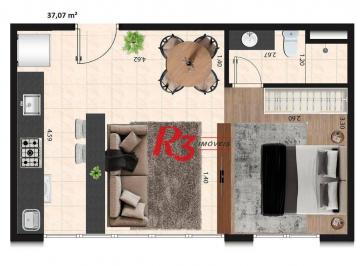 3d362ef2e69b775c622c443fe43efdeebd4b43b4 · Apartamento à venda, 37 m² por R$ 388.000,00 - Macuco - Santos/SP